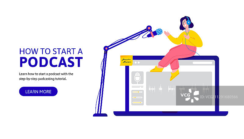 如何启动播客着陆页设计图片素材