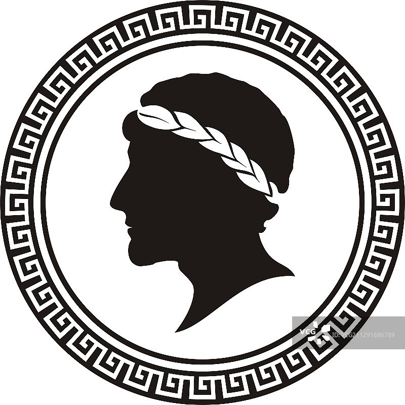 希腊人物哲学家月桂花环硬币标志图片素材