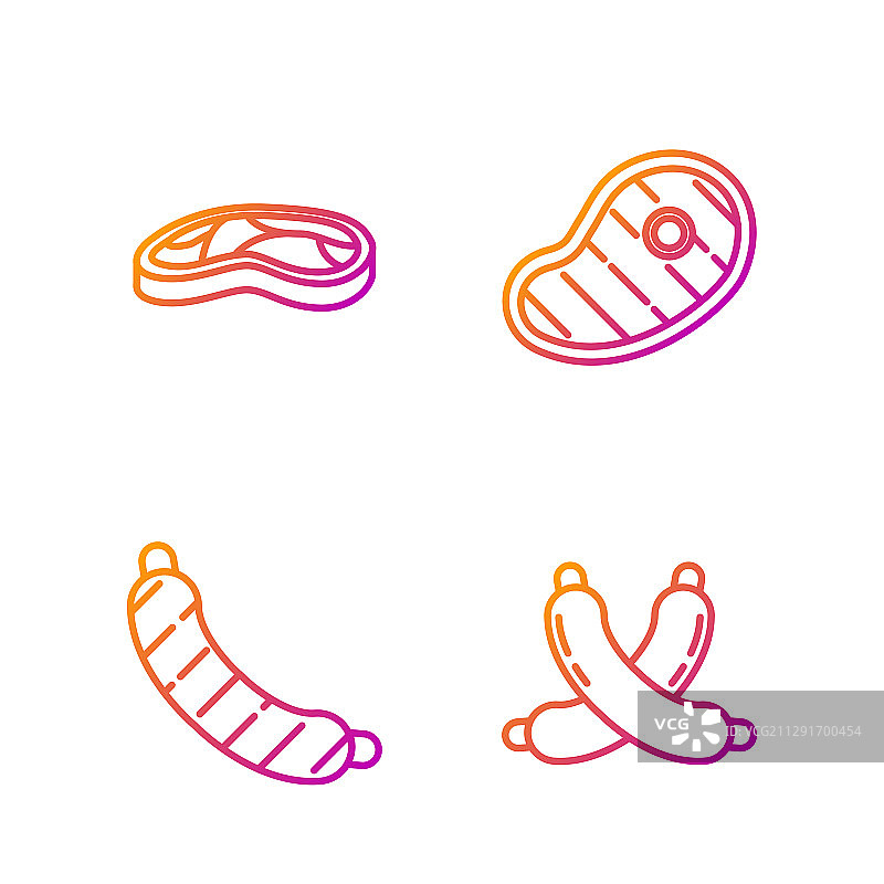 交叉线条香肠牛排图片素材