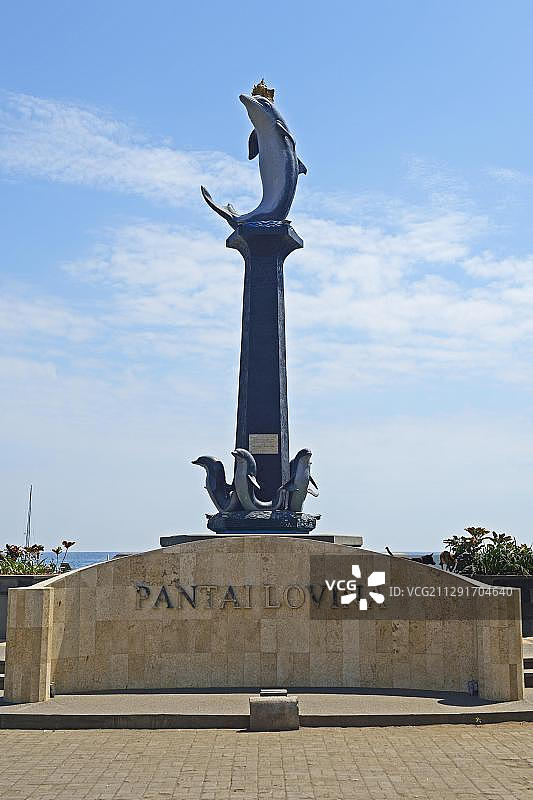 罗威纳海滩海豚雕像，印度尼西亚巴厘岛图片素材