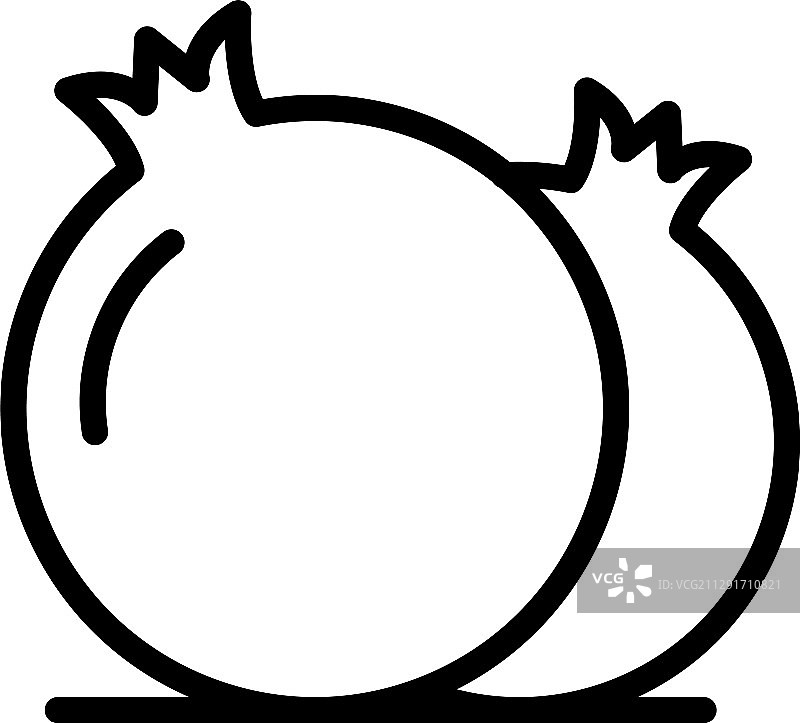 新鲜石榴图标线框风格图片素材