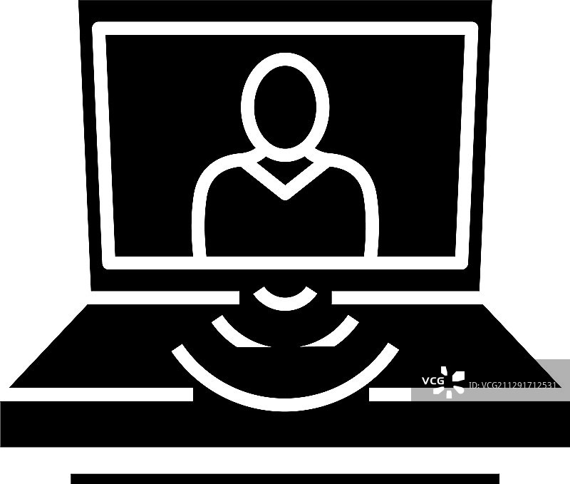 在线教师黑色图标概念图片素材