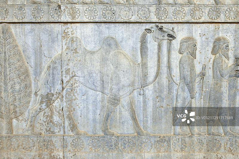 波斯波利斯阿帕达纳宫的代表团浮雕图片素材