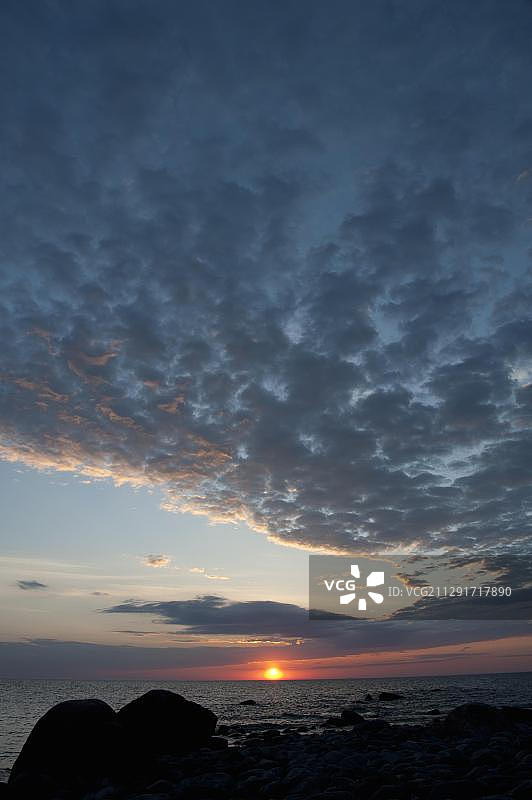 日落，朱明达半岛，拉赫马国家公园，爱沙尼亚，波罗的海国家，欧洲图片素材