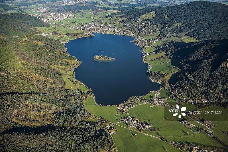 德国巴伐利亚州施利尔湖航拍景色图片素材
