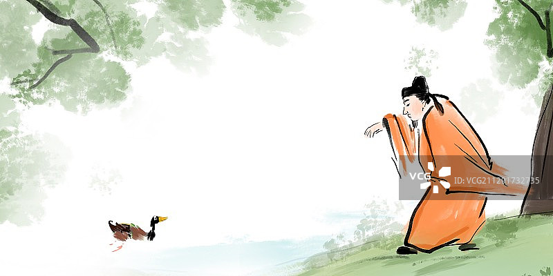 传统文化古典名著文学插图王羲之水边观看戏水图片素材