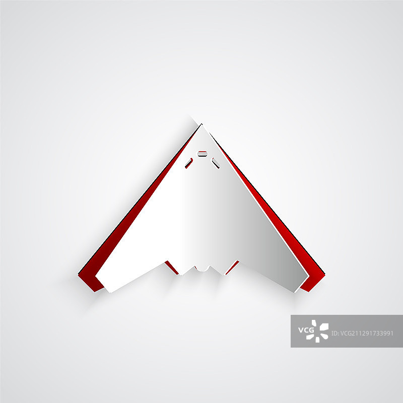 灰色背景上的剪纸喷气式战斗机图标图片素材