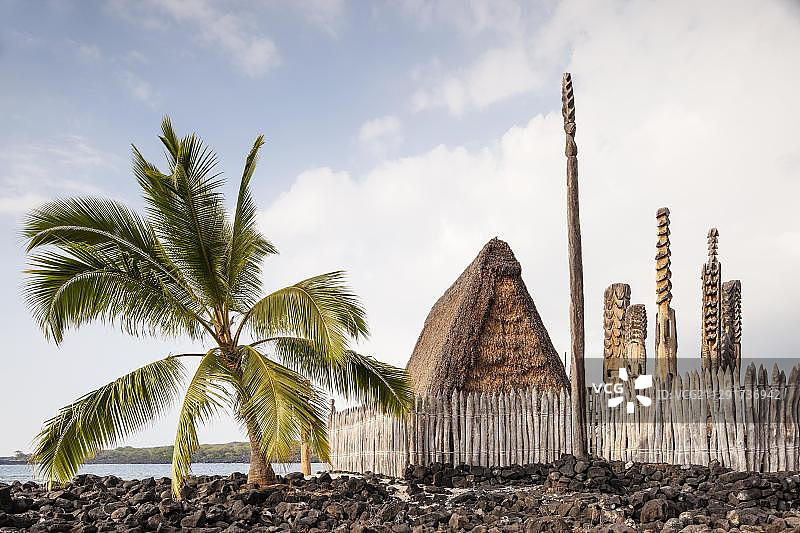 霍瑙瑙国家历史公园的礼拜场所，夏威夷大岛，美国，北美洲图片素材