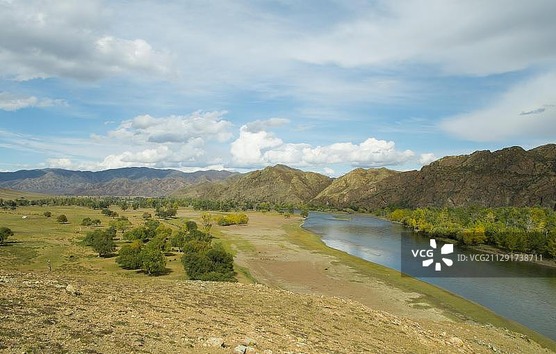 色楞格河五河三角洲，莫伦省，蒙古，亚洲的奥伦戈林贝尔钦渔场图片素材