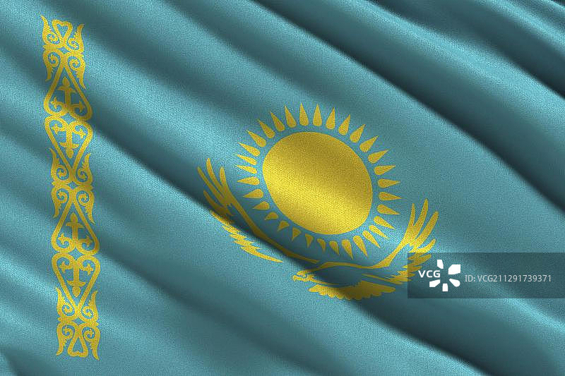 迎风飘扬的哈萨克斯坦国旗图片素材