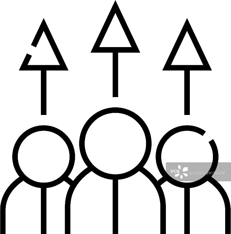 团队成长曲线图标概念符号轮廓图片素材