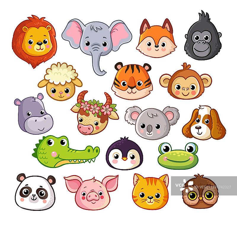 卡通风格动物套装图片素材