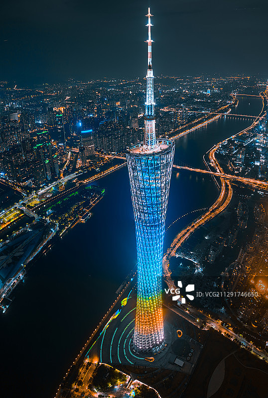 赛博朋克风广州夜景图片素材