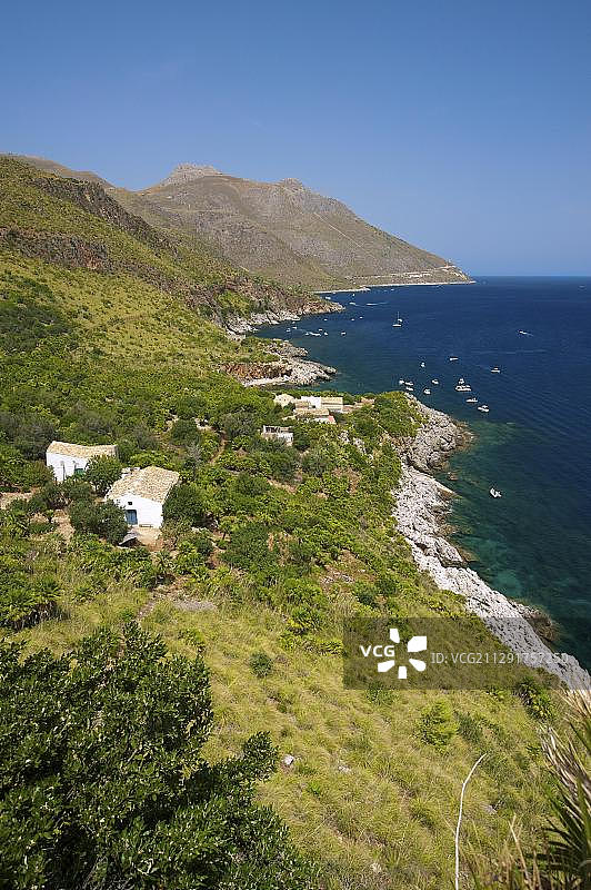 津加罗自然保护区海滩海湾，位于意大利西西里岛特拉帕尼省圣维托洛卡波图片素材