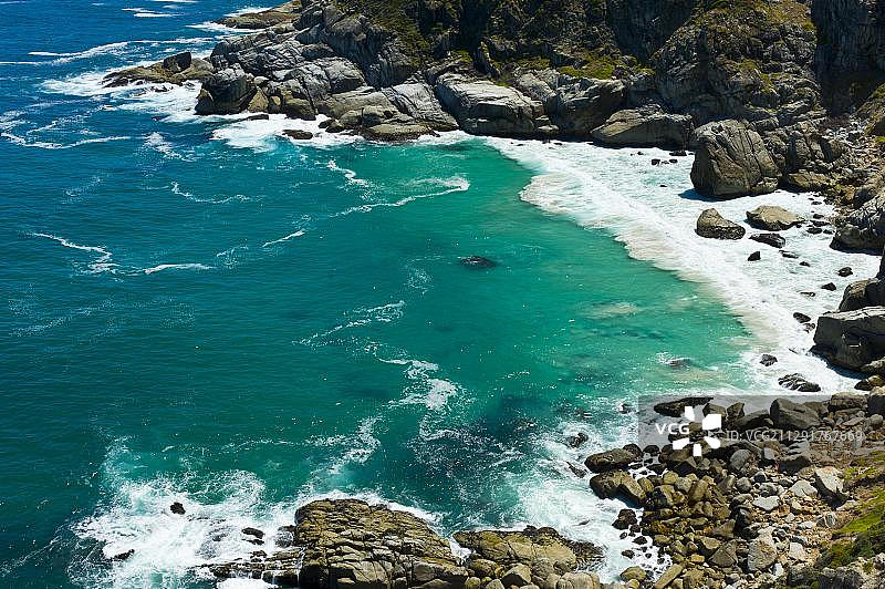 南非豪特湾的岩石海湾和海洋图片素材