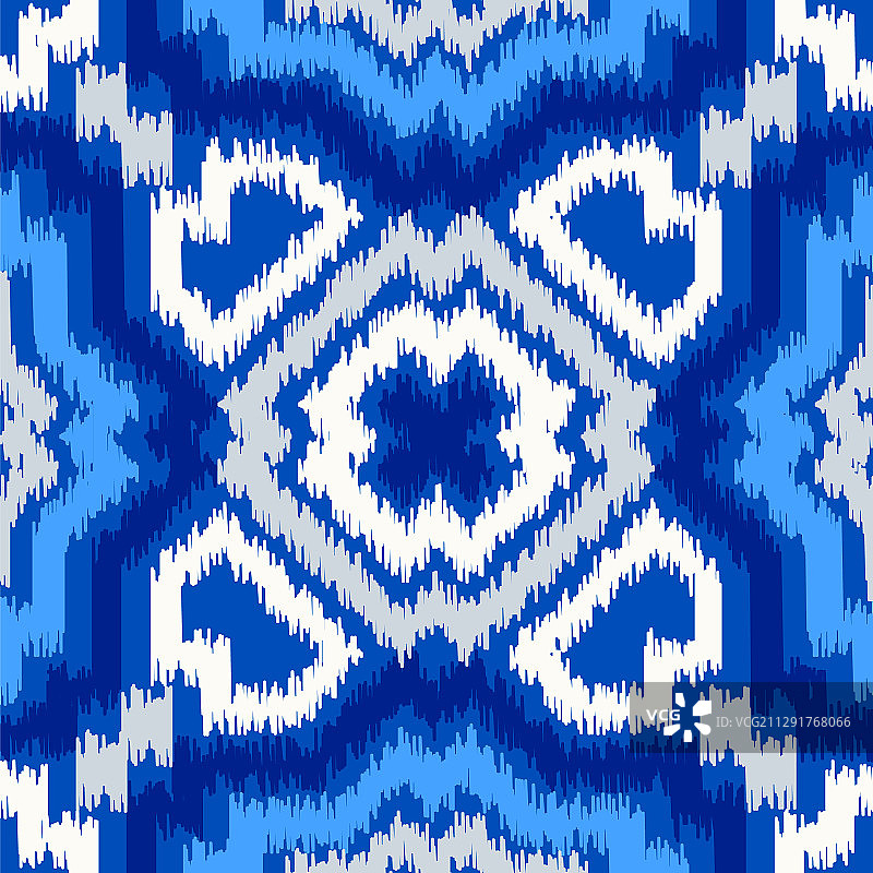 乌兹别克ikat丝绸面料靛蓝色图案图片素材