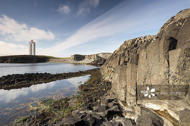 卡尔夫斯哈马尔灯塔，斯卡吉半岛，冰岛西北部图片素材
