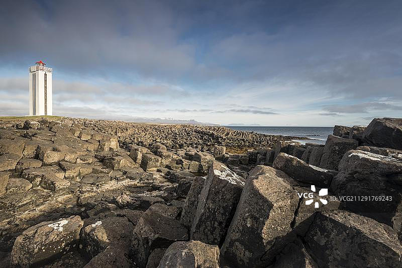 卡尔夫斯哈马尔灯塔，斯卡吉半岛，冰岛西北部图片素材