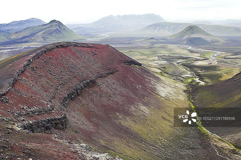 冰岛高地Fjallabak自然保护区的红色山脉图片素材