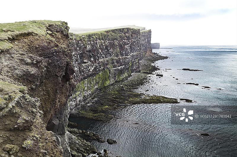 拉特拉尔比格海崖与大海，冰岛最西端，西峡湾图片素材