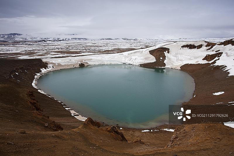 冰岛米湖地区克拉夫拉火山系统的维提火山坑图片素材