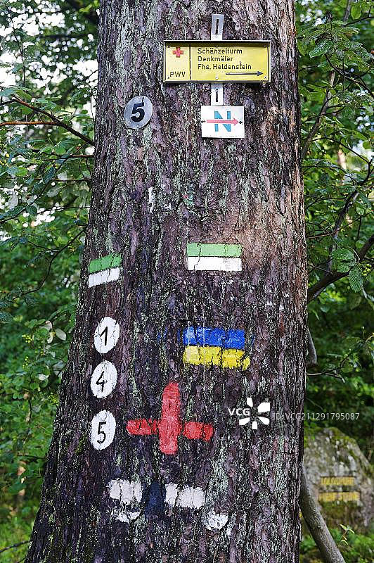 德国莱茵兰-普法尔茨州普法尔茨森林自然公园的徒步路线标志图片素材