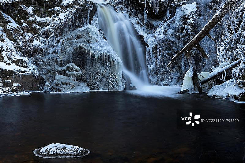 德国巴登-符腾堡州费尔德山附近福尔考的冰瀑图片素材