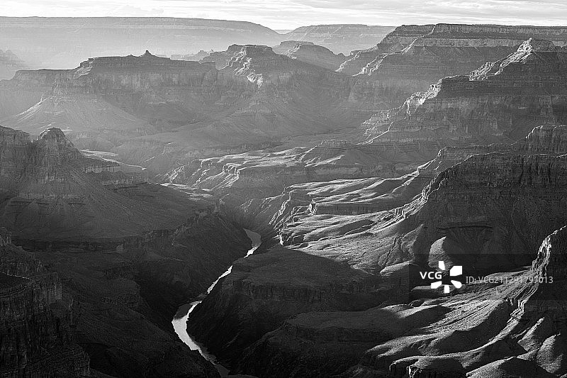 美国大峡谷黑白航拍图图片素材