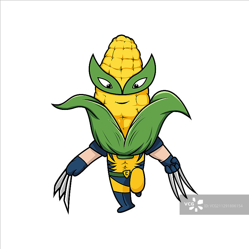 可爱的玉米英雄儿童蔬菜设计图片素材
