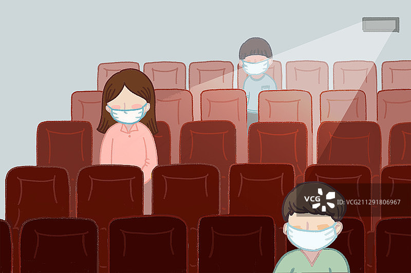 插画：影院恢复营业后的复工防控图片素材