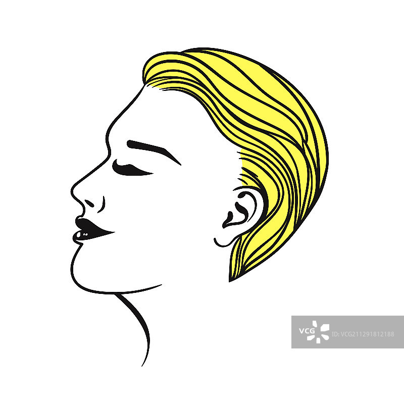 黄色短发女人图片素材