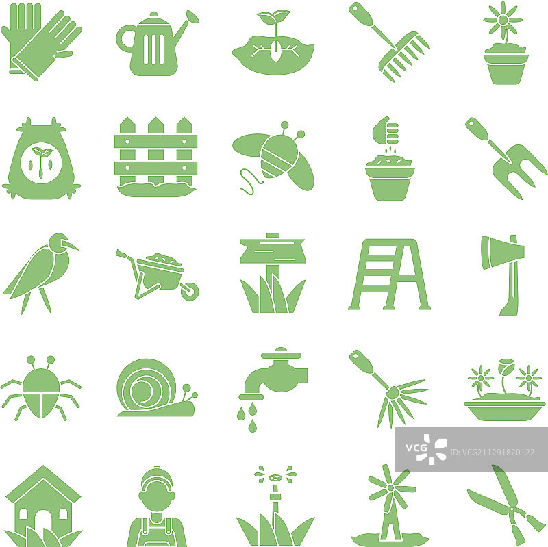 花朵与园艺图标剪影风格图片素材