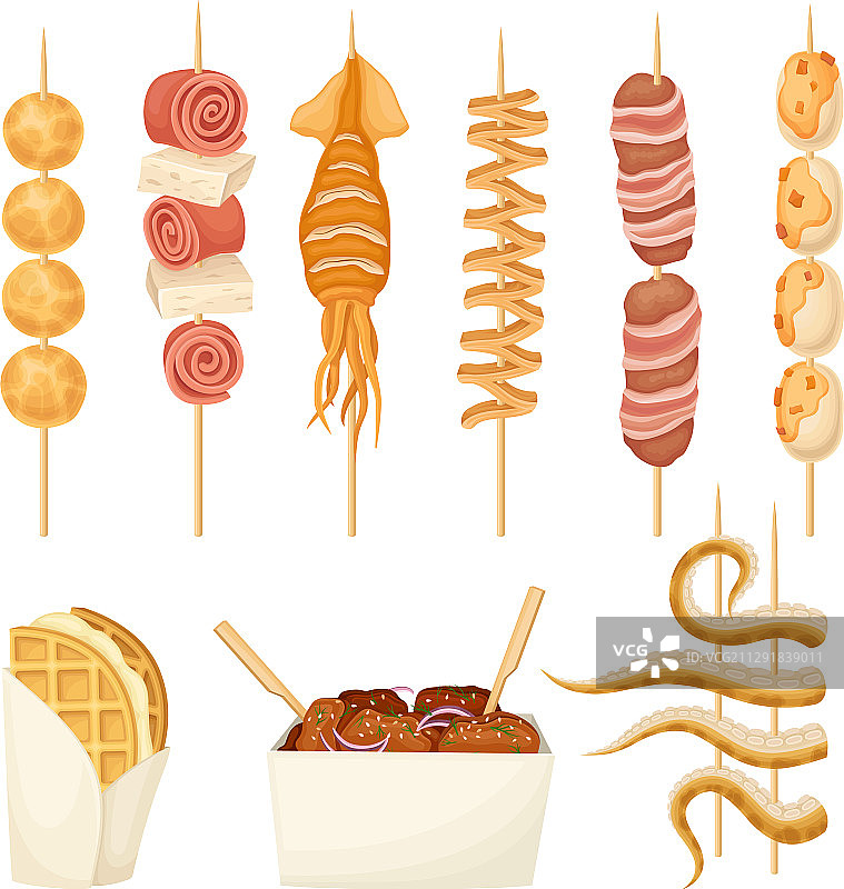 麻辣肉串海鲜小吃图片素材