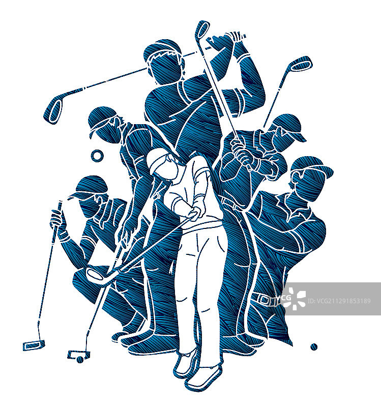 高尔夫球手卡通运动图形图片素材