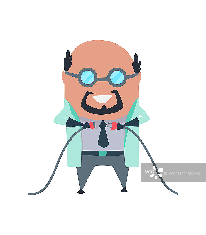 穿实验服和橡胶手套的疯狂教授图片素材