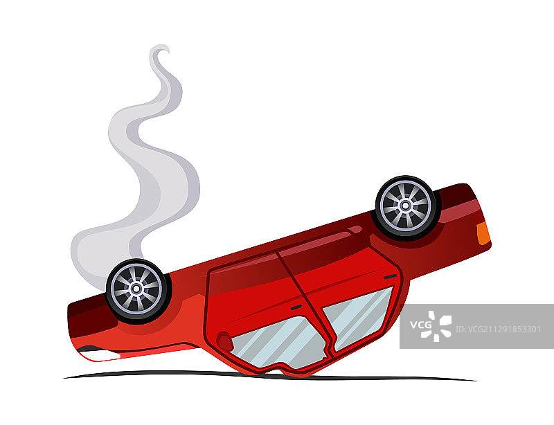 交通事故：碰撞后翻倒的机械图片素材