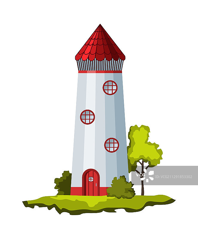 扁平风格灯塔卡通风景图片素材