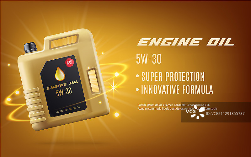 金色逼真发动机机油广告海报图片素材