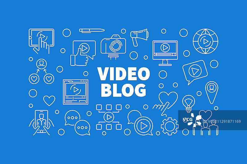 视频博客横版细线风格图片素材