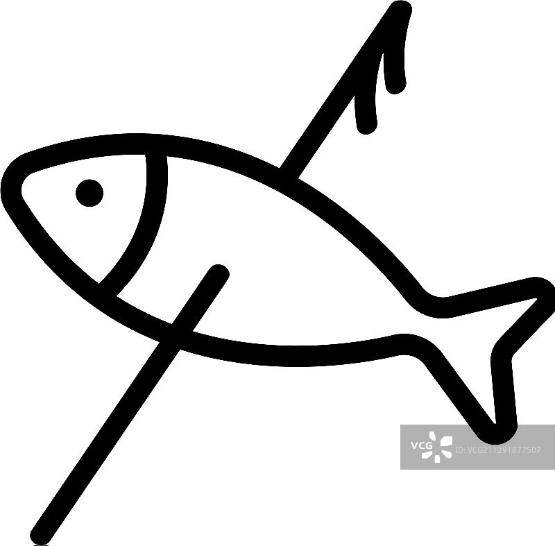 鱼类捕猎图标，独立轮廓符号图片素材