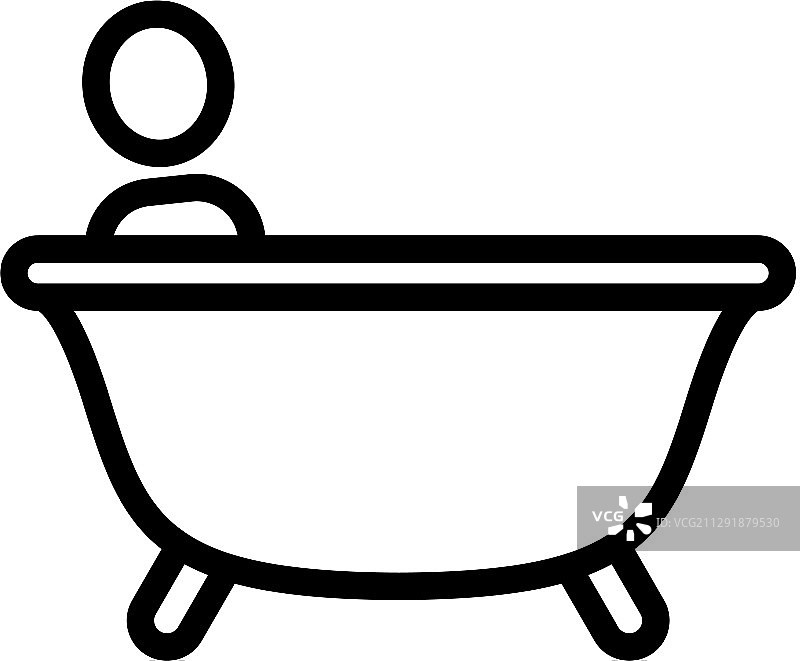 隔离的浴室轮廓符号图标图片素材