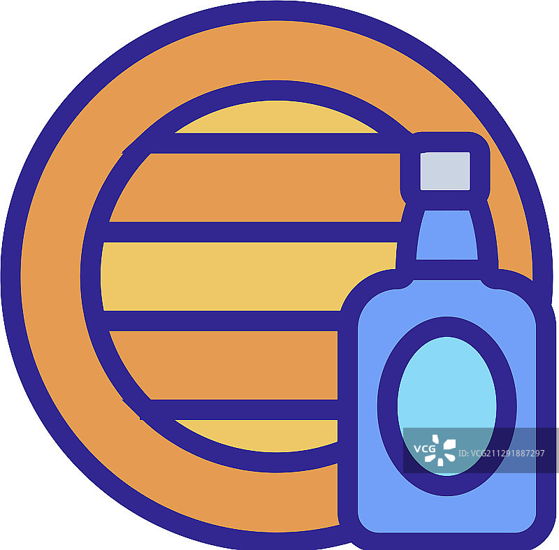 孤立的威士忌桶和瓶子图标图片素材