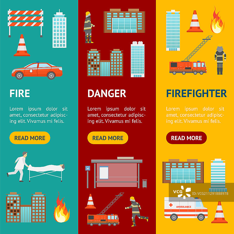城市消防卡通banner竖版素材图片素材