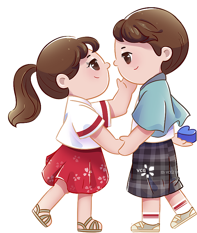 中国风牛郎织女浪漫q版插画图片素材