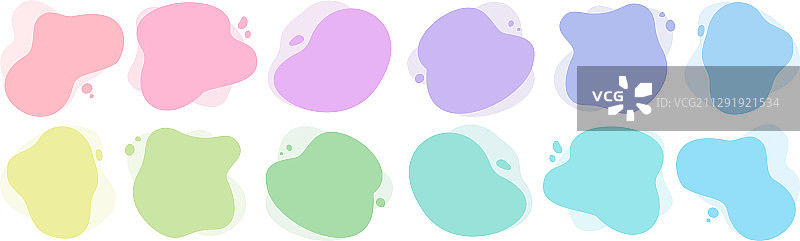 彩色液体飞溅形状套装图片素材