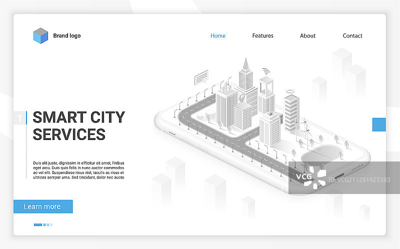 智能手机屏幕上的智慧城市全息图图片素材