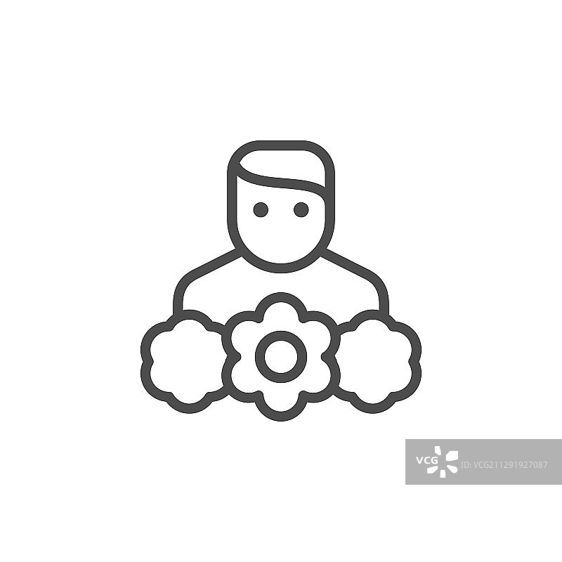 鲜花快递线条轮廓图标图片素材