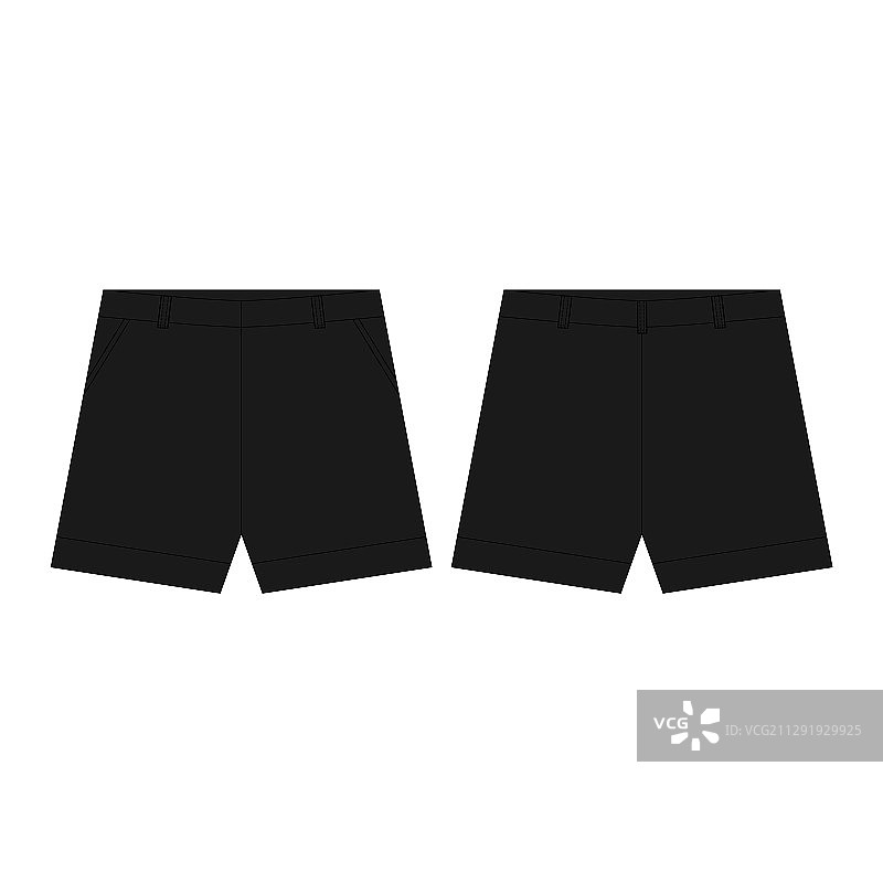 白色背景上隔离的黑色运动短裤图片素材
