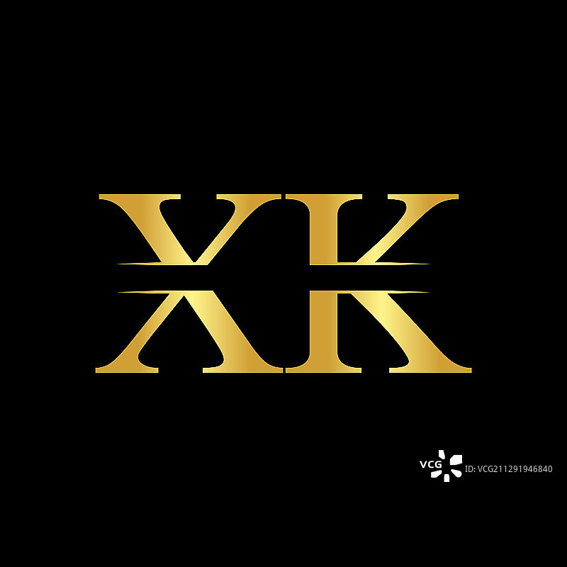 金色抽象XK字母创意标志图片素材