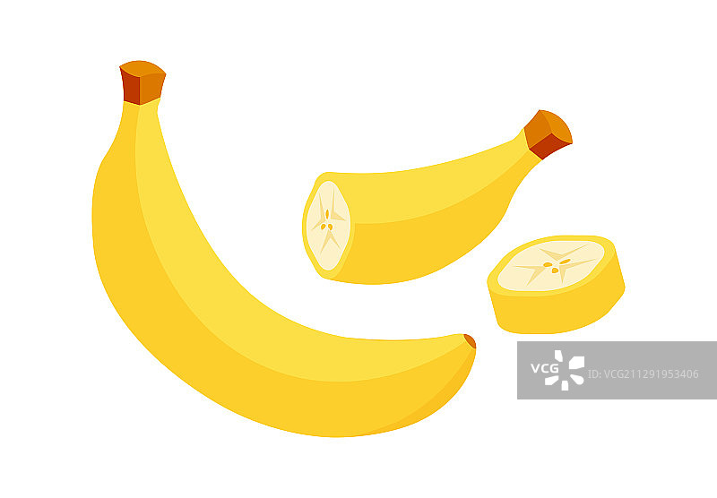 香蕉切片和果皮图标集图片素材